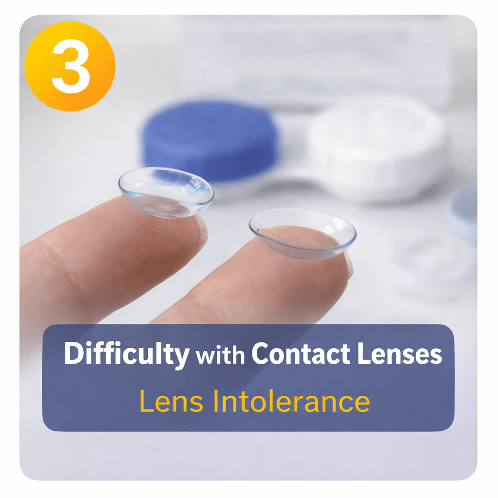 Difficulty handling contact lenses