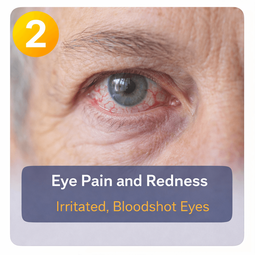 Eye pain and redness close-up