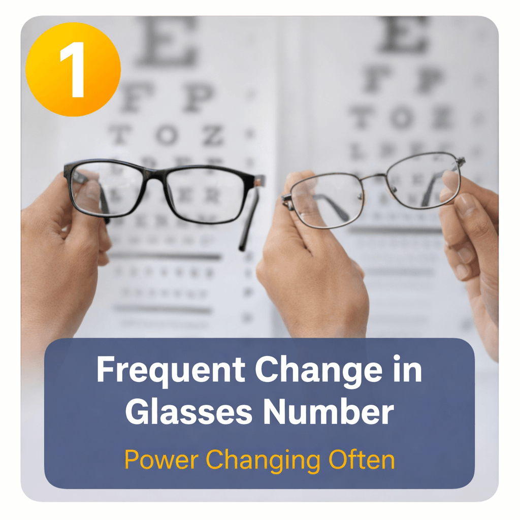 Frequent eyeglass changes and vision tests
