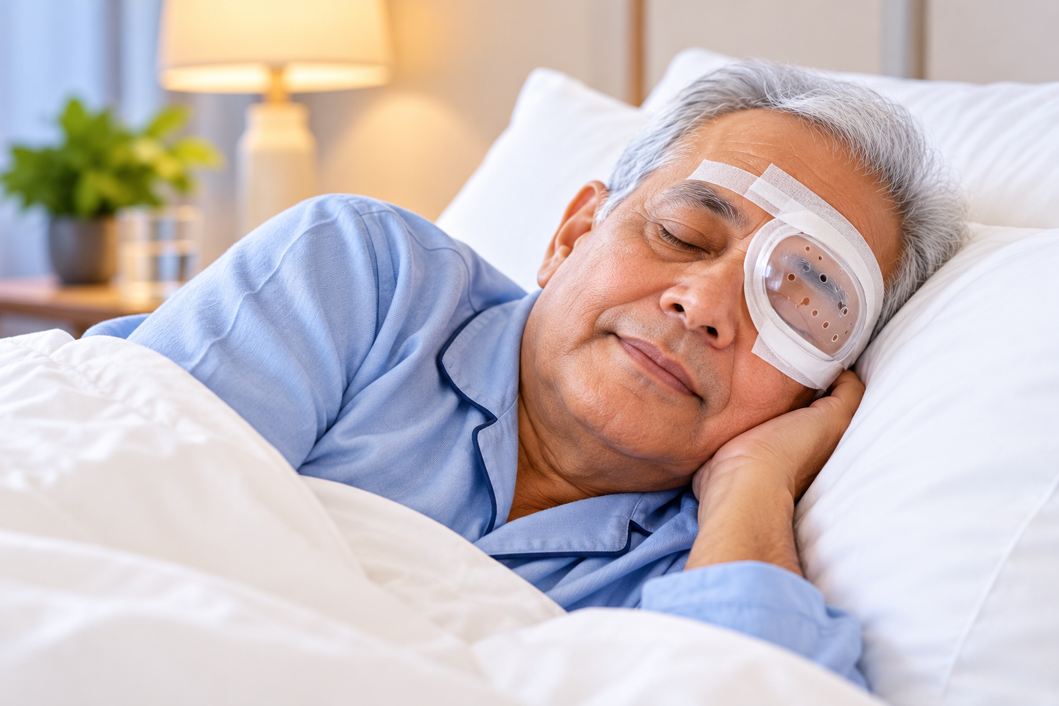 Patient-wearing-protective-eye-shield-while-sleeping